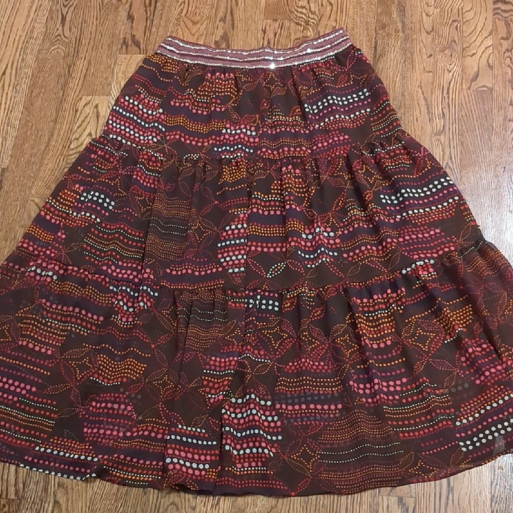 New Directions Brown Patterned Skirt PM